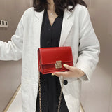 Women's PU Leather Handbag Chain Lock Square Sling Shoulder Crossbody