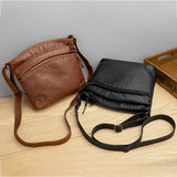 Women's PU Leather Messenger Bag High Capacity Mobile Phone Bag