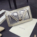 Women's PU Leather Messenger Bag Clutch Punk Style Crossbody Bag
