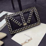 Women's PU Leather Messenger Bag Clutch Punk Style Crossbody Bag