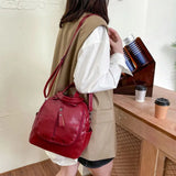 Women's PU Leather Multipurpose Backpack Shoulder Bag Zipper Travel Bags