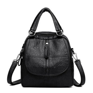 Women's PU Leather Multipurpose Backpack Shoulder Bag Zipper Travel Bags