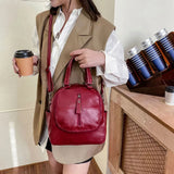 Women's PU Leather Multipurpose Backpack Shoulder Bag Zipper Travel Bags