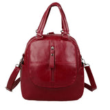 Women's PU Leather Multipurpose Backpack Shoulder Bag Zipper Travel Bags