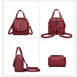 Women's PU Leather Multipurpose Backpack Shoulder Bag Zipper Travel Bags