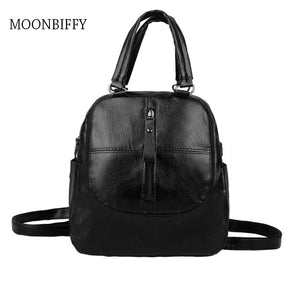 Women's PU Leather Multipurpose Backpack Shoulder Bag Zipper Travel Bags