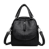 Women's PU Leather Multipurpose Backpack Shoulder Bag Zipper Travel Bags