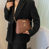 Women's PU Midium Retro Fawn Crossbody Bag Lady Solid Messenger Bags
