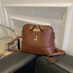 Women's PU Midium Retro Fawn Crossbody Bag Lady Solid Messenger Bags