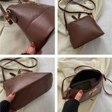 Women's PU Midium Retro Fawn Crossbody Bag Lady Solid Messenger Bags