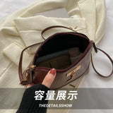 Women's PU Midium Retro Fawn Crossbody Bag Lady Solid Messenger Bags