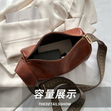 Women's Retro Small PU Crossbody Bag Wide Strap