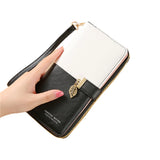 Women's PU Wallet Block Zipper Purse Handheld Money Pouch