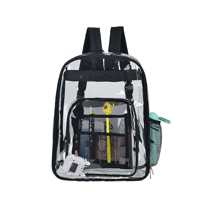 Women's PVC Plastic Backpacks Large Capacity Waterproof Transparent Schoolbags