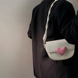 Pink Love Saddle Shoulder Bag Sweet Girls Underarm Bags Clutch Handbag