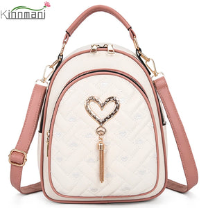 Pink Small Backpack PU Leather School Bag