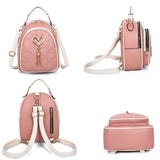 Pink Small Backpack PU Leather School Bag