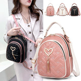 Pink Small Backpack PU Leather School Bag