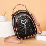 Pink Small Backpack PU Leather School Bag