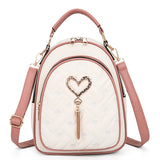 Pink Small Backpack PU Leather School Bag