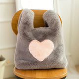 Women's Plush Fur Tote Bag Winter Shoulder Street Travel Bag