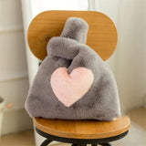 Women's Plush Fur Tote Bag Winter Shoulder Street Travel Bag