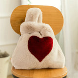 Women's Plush Fur Tote Bag Winter Shoulder Street Travel Bag
