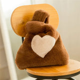Women's Plush Fur Tote Bag Winter Shoulder Street Travel Bag