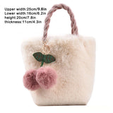 Women's Plush Tote Bag with Fluffy Pendant Magnetic Closure