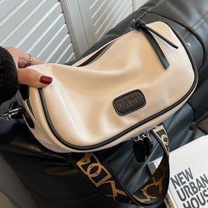 Women's Wide Strap Messenger Bag Leather Shoulder Satchel