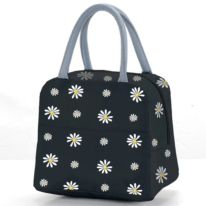 Women's Portable Daisy Thermal Lunch Bag Large Capacity Insulated Cooler