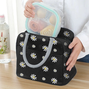 Women's Portable Daisy Thermal Lunch Bag Large Capacity Insulated Cooler