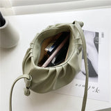 Women's PU Leather Messenger Bag Solid Mini Cloud Crossbody Bag