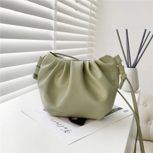 Women's PU Leather Messenger Bag Solid Mini Cloud Crossbody Bag