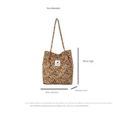Printed Handbag Large Capacity Corduroy Canvas Bag Plush Shoulder Bag