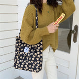 Printed Handbag Large Capacity Corduroy Canvas Bag Plush Shoulder Bag