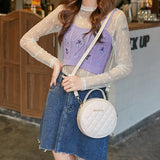 Embroidered Small Round Bag Single Shoulder Messenger Bag