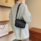 Women's Pu Flap Crossbody Bag Solid Magnetic Clasp Armpit Shoulder Bag