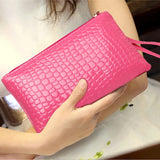 Crocodile Pattern Handbag Long Purse PU Leather Wallet Clutch