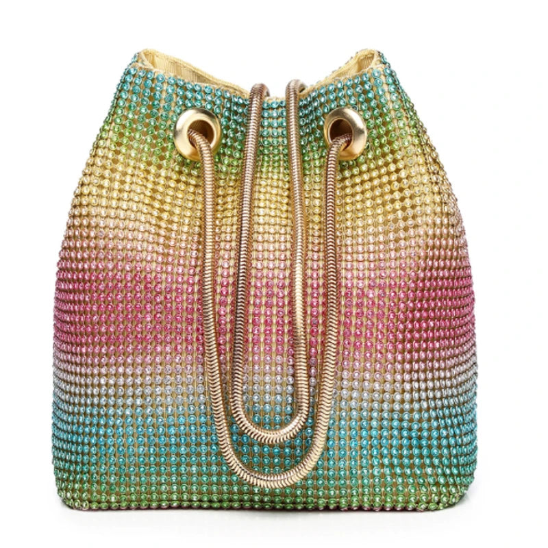 Rainbow Diamond Shoulder Bag Rhinestone Tote Crossbody Handbag