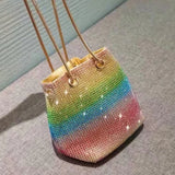Rainbow Diamond Shoulder Bag Rhinestone Tote Crossbody Handbag