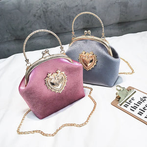 Women's Velvet Texture One Shoulder Messenger Bag Chain Handbag