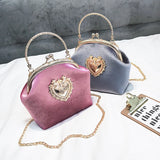 Women's Velvet Texture One Shoulder Messenger Bag Chain Handbag