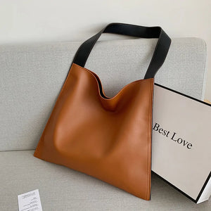 Women's Retro One Shoulder Bag PU Leater Casual Large Capacity Tote Bags