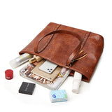 Women's Retro Rivet Bag Large Capacity Shoulder Bag High PU Leather Handbag