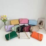 Women's Rhombus Embroidery Chain Small Square Shoulder Bag