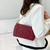 Women's Rhombus Embroidery Chain Small Square Shoulder Bag