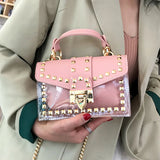Women's Rivet Crossbody Bags Jelly Shoulder Bag Chain Handbags