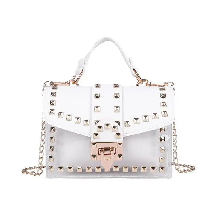 Women's Rivet Crossbody Bags Jelly Shoulder Bag Chain Handbags