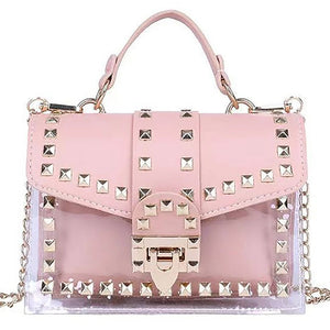 Women's Rivet Crossbody Bags Jelly Shoulder Bag Chain Handbags